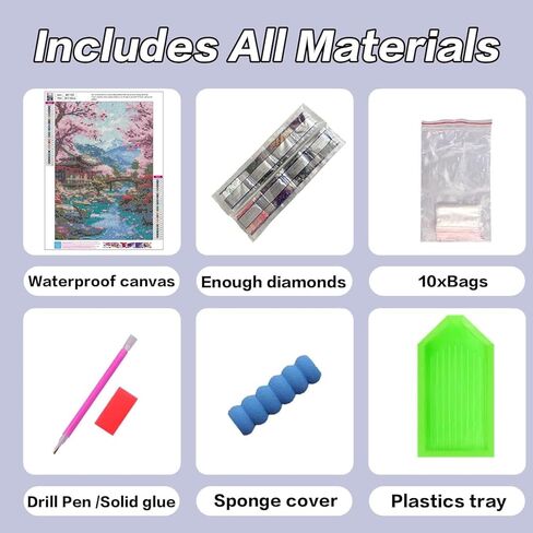Cherry Blossoms Diamond Art Kits for Adults, DIY Landscape Diamond Painting Kits for Beginners, 5D Full Round Drill Diamonds Art Painting for Home Wall Decor Gift 12x16 Inch in Saudi Arabia