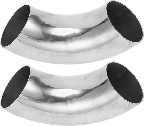 Motoforti 2pcs 90 Degree Mandrel Bend Elbow Car Exhaust Pipe Tubing Piping 2" Inch OD Thickness 1.2mm/18GA 51x160x1.2mm 304 Stainless Steel Silver Tone in Saudi Arabia