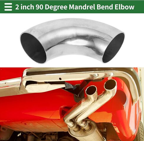 Motoforti 2pcs 90 Degree Mandrel Bend Elbow Car Exhaust Pipe Tubing Piping 2" Inch OD Thickness 1.2mm/18GA 51x160x1.2mm 304 Stainless Steel Silver Tone in Saudi Arabia
