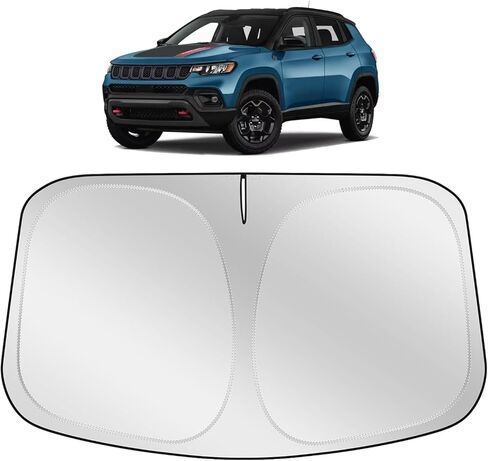 مظلة XHRING للزجاج الأمامي للشمس متوافقة مع Jeep Compass 2026 2025 2024 2023 2017-2022 ملحقات سيارات الدفع الرباعي، غطاء واقٍ من الشمس لنافذة السيارة الأمامية in Saudi Arabia