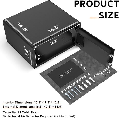 Hotel Safe 1.1 Cubic Feet Home Safe Personal Document Steel Security Safe with Hotel-Style Biometric Lock/Digital Electronic Lock/Key Lock (Black) in Saudi Arabia