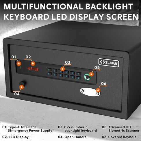 Hotel Safe 1.1 Cubic Feet Home Safe Personal Document Steel Security Safe with Hotel-Style Biometric Lock/Digital Electronic Lock/Key Lock (Black) in Saudi Arabia