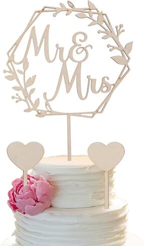 Wedding Mr and Mrs Cake Topper Wooden Wedding Cake Toppers Decoration for Engagement Anniversary Birthday Party Bridal Shower in Saudi Arabia