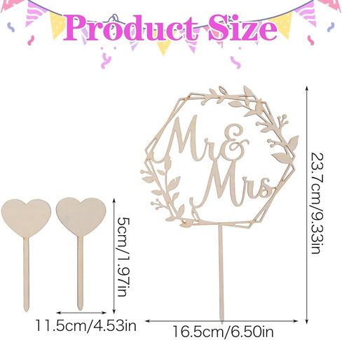 Wedding Mr and Mrs Cake Topper Wooden Wedding Cake Toppers Decoration for Engagement Anniversary Birthday Party Bridal Shower in Saudi Arabia