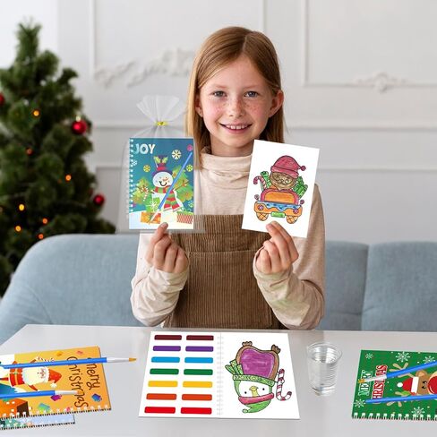 iRugusa hapfyer 24 حزمة كتاب تلوين المياه هدايا حفلة عيد الميلاد للأطفال، كتب التلوين الصغيرة السائبة للأطفال عيد الميلاد جودي حقيبة الحشو هدايا الفصول الدراسية الجوائز in Kuwait