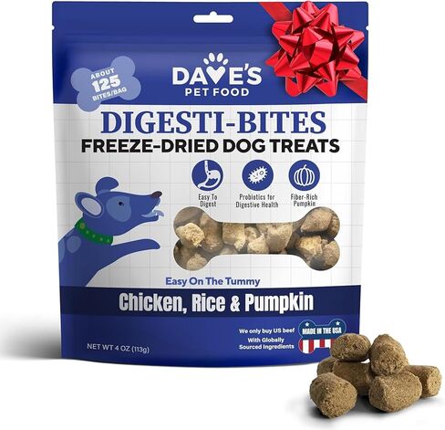 ديفز أغذية الحيوانات الأليفة دايجستي بايتس سهلة الهضم، مكافآت الدجاج المجفف بالتجميد مع ألياف اليقطين والبروبيوتيك، مغذية كاملة ومتوازنة، أطعمة الكلاب المجففة بالتجميد، مصنوعة في الولايات المتحدة الأمريكية (4 أونصة) in Kuwait