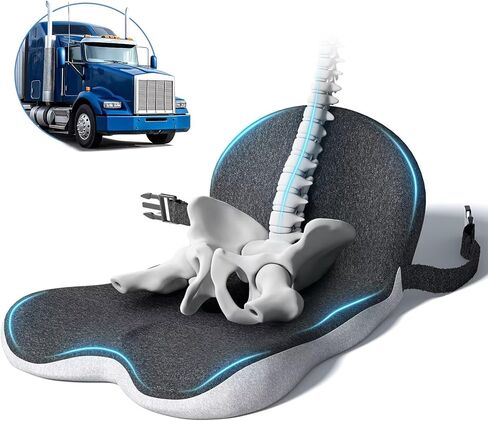 Seat Cushion for Truck Driver, Memory Foam L-Shaped Integrated Seat Cushions with Lumbar Support & Adjustable Shoulder Straps for Office Workers, Coccyx Pain in Saudi Arabia
