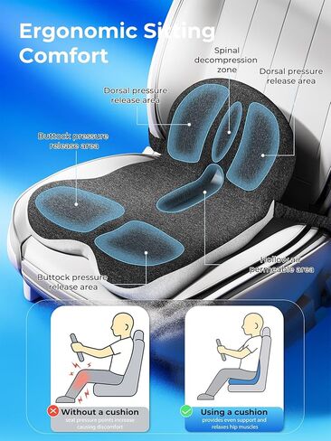 Seat Cushion for Truck Driver, Memory Foam L-Shaped Integrated Seat Cushions with Lumbar Support & Adjustable Shoulder Straps for Office Workers, Coccyx Pain in Saudi Arabia