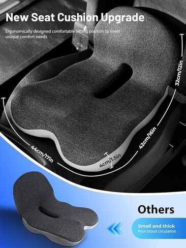 Seat Cushion for Truck Driver, Memory Foam L-Shaped Integrated Seat Cushions with Lumbar Support & Adjustable Shoulder Straps for Office Workers, Coccyx Pain in Saudi Arabia