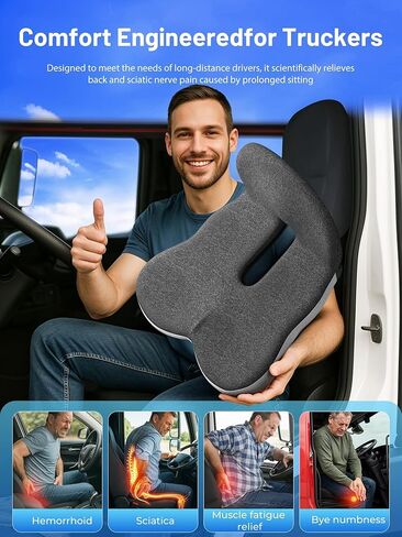 Seat Cushion for Truck Driver, Memory Foam L-Shaped Integrated Seat Cushions with Lumbar Support & Adjustable Shoulder Straps for Office Workers, Coccyx Pain in Saudi Arabia