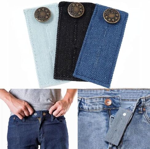 2 Pcs Adjustable Jeans Waist Extension Snap Buttons DIY Denim Sewing Fastener for Men Women (Dark Blue) in Saudi Arabia
