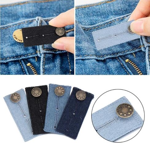 2 Pcs Adjustable Jeans Waist Extension Snap Buttons DIY Denim Sewing Fastener for Men Women (Dark Blue) in Saudi Arabia