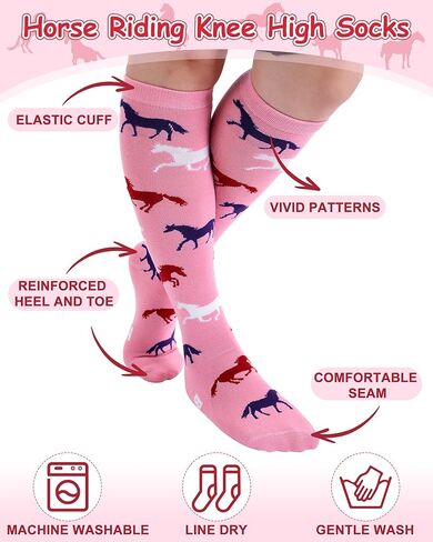 Chuarry 6 Pairs Funny Equestrian Socks for Women Knee High Horse Riding Socks Novelty Western Boot Socks for Horse Lover Gifts Equestrians Cow Derby Party Favors in Saudi Arabia