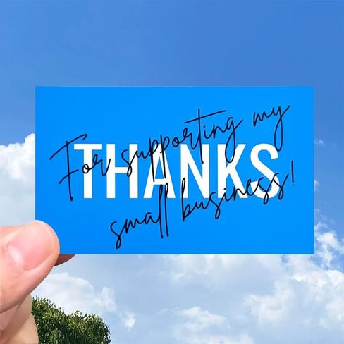 Thank You Cards for Supporting Small Business 2x3.5 Inches Pack of 50 Sky Blue in Saudi Arabia