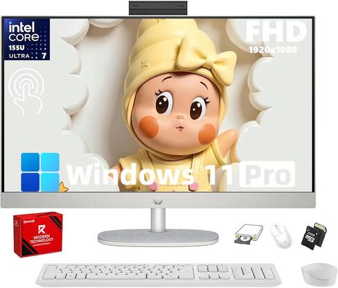 HP 27 inch All-in-One Desktop PC, FHD Display, Intel Core Ultra 7 155U, 16 GB RAM, 512 GB SSD, Intel Graphics, Windows 11 Home, 27-cr1080 (2024) in Kuwait