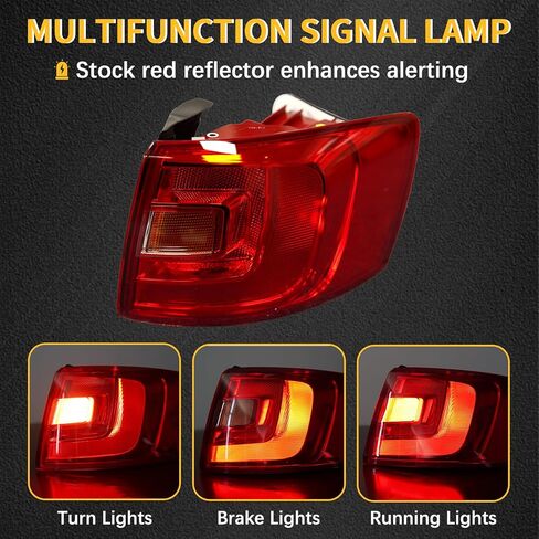 Road Hawk For Volkswagen Jetta Rear Tail Light Assembly Outer Tail Lamp Compatible with 2011 2012 2013 2014 Volkswagen Jetta Left Driver Side Taillight Replace VW2804107 5C6945095D in Kuwait