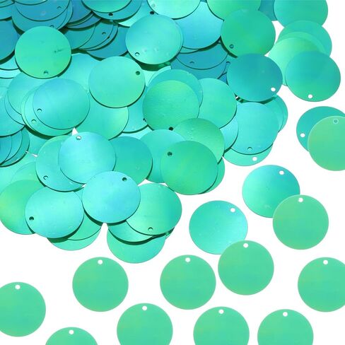MECCANIXITY 800 Pcs Flat Round Sequins 10mm/0.4 Inch Loose Paillettes Craft Sewing Sequins with Single Side Hole for DIY Embroidery Clothing Jewelry Making, AB Light Blue in Saudi Arabia