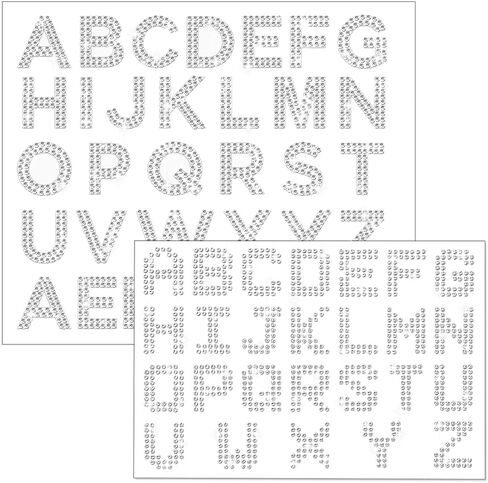Rhinestone Letters Stickers, 2 Sheets White Glitter Letter Stickers, Holographic Rhinestone Alphabet Sticker, Glitter Self Adhesive Number Crystal Alphabet Rhinestones Patches for DIY Art Craft in Saudi Arabia