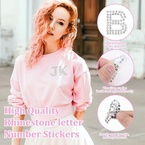 Rhinestone Letters Stickers, 2 Sheets White Glitter Letter Stickers, Holographic Rhinestone Alphabet Sticker, Glitter Self Adhesive Number Crystal Alphabet Rhinestones Patches for DIY Art Craft in Saudi Arabia