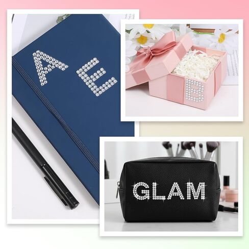 Rhinestone Letters Stickers, 2 Sheets White Glitter Letter Stickers, Holographic Rhinestone Alphabet Sticker, Glitter Self Adhesive Number Crystal Alphabet Rhinestones Patches for DIY Art Craft in Saudi Arabia