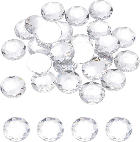 MECCANIXITY Flat Back Round Acrylic Rhinestones,25mm White Flatback Crystal Rhinestones for Crafts Clothes Shoes DIY Decoration Gifts 25Pcs in Saudi Arabia