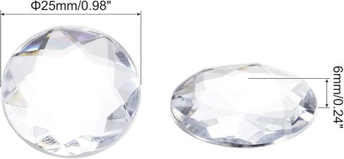 MECCANIXITY Flat Back Round Acrylic Rhinestones,25mm White Flatback Crystal Rhinestones for Crafts Clothes Shoes DIY Decoration Gifts 25Pcs in Saudi Arabia
