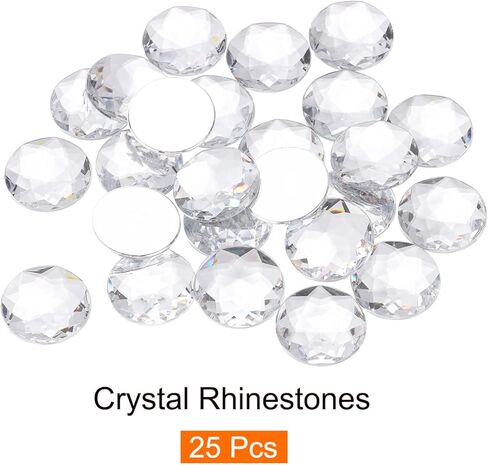 MECCANIXITY Flat Back Round Acrylic Rhinestones,25mm White Flatback Crystal Rhinestones for Crafts Clothes Shoes DIY Decoration Gifts 25Pcs in Saudi Arabia