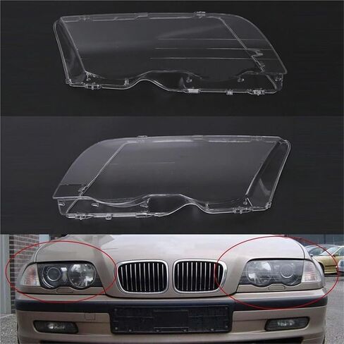 غطاء المصباح الأمامي للسيارة عاكس الضوء اللامع غطاء عدسة المصباح الأمامي متوافق مع BMW E46 4 Door 3-Series 1998-2001 ملحقات السيارة (قطعة واحدة على اليمين) in Saudi Arabia