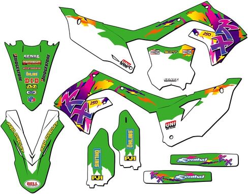 2021-2024 KX 250 X Throwback Green Senge Graphics Base Kit Compatible with Kawasaki in Saudi Arabia
