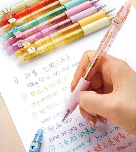 12 Pcs Erasable Colored Pens Cute Colored Glitter Gel Ink Pens Retractable Colored Pens 0.7mm Point Pen Office School Pens Women Girls Men Boys Pens (12Pcs Colored) in Saudi Arabia
