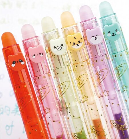 12 Pcs Erasable Colored Pens Cute Colored Glitter Gel Ink Pens Retractable Colored Pens 0.7mm Point Pen Office School Pens Women Girls Men Boys Pens (12Pcs Colored) in Saudi Arabia