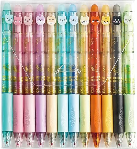 12 Pcs Erasable Colored Pens Cute Colored Glitter Gel Ink Pens Retractable Colored Pens 0.7mm Point Pen Office School Pens Women Girls Men Boys Pens (12Pcs Colored) in Saudi Arabia