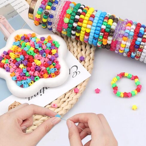 800Pcs Star Pony Beads Shapes for Bracelet Rainbow Bead for Friendship Bracelets Valentine's Day Colourful Beads for DIY Jewelry Making Bracelet Necklace Party Decoration Supplies in Saudi Arabia