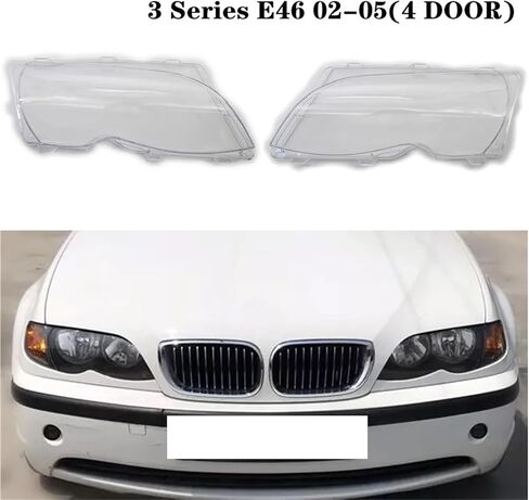 عدسة ضوء المصباح الأمامي للسيارة أغطية شفافة متوافقة مع BMW 3 Series E46 318i 320i 325i 4 أبواب سيدان 2002 2003 2004 2005 غطاء المصباح الأمامي (يسار ويمين) in Saudi Arabia