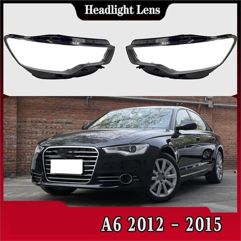 متوافق مع أودي A6 A6L C7 2012 2013 2014 2015 غطاء المصباح الأمامي للسيارة عاكس الضوء الشفاف استبدال غلاف العدسة الأصلي (زوج) in Saudi Arabia