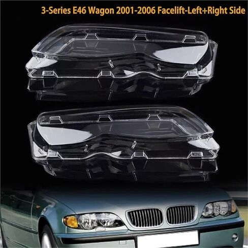 Car Headlight Lens Glass Lampcover Cover Lampshade Headlamp Shell Compatible For BMW 3 Series E46 318i 320i 325i 4 Doors Sedan 2002-2005(Left side) in Saudi Arabia