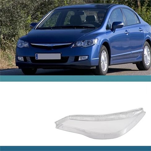 Car Front Left Side Headlight Clear Lens Lamp Shade Shell Cover Compatible For Honda Civic FD 2006 2007 2008(Silver) in Saudi Arabia