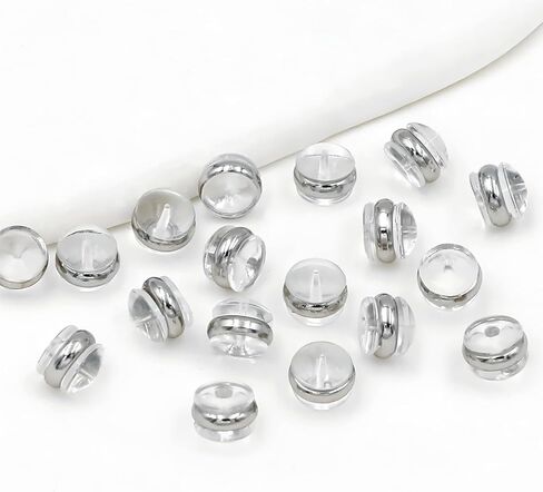 Silicone Earring Backs,Hypoallergenic Hamburger Shape Earring Backings Soft Clear Ear Safety Back Pads Backstops Clutch Stopper Replacement for Fish Hook Earring Studs Hoops Diameter 5mm (10Pcs) in Saudi Arabia