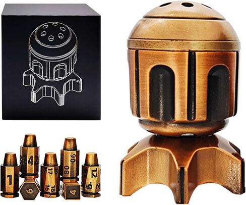 Roulette Dice Spinner for DND Dice Set, 7 Metallic Polyhedral D&D Dice with Gift Case for DND Game, RPG Role Playing Table Game Gifts (Copper) in Saudi Arabia