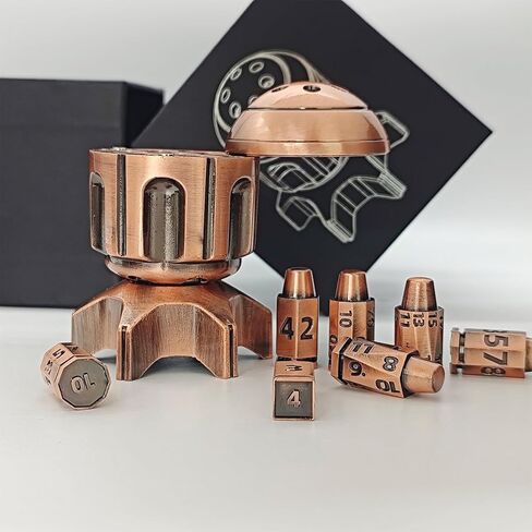 Roulette Dice Spinner for DND Dice Set, 7 Metallic Polyhedral D&D Dice with Gift Case for DND Game, RPG Role Playing Table Game Gifts (Copper) in Saudi Arabia