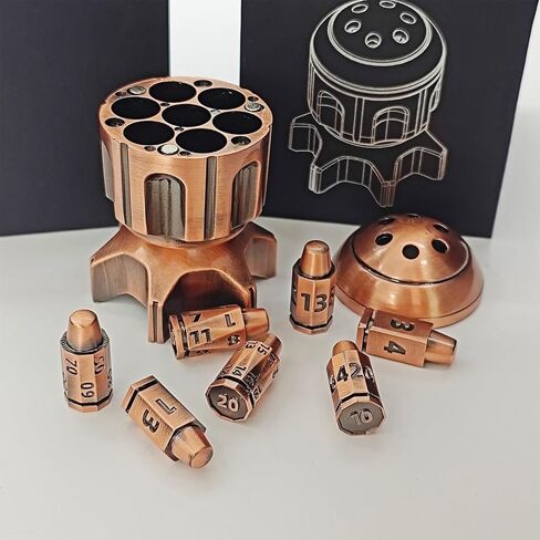 Roulette Dice Spinner for DND Dice Set, 7 Metallic Polyhedral D&D Dice with Gift Case for DND Game, RPG Role Playing Table Game Gifts (Copper) in Saudi Arabia