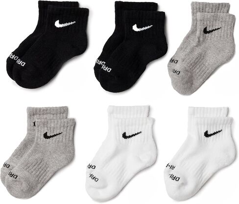 Nike Kids' Little Ankle Socks (6 Pairs), Pink Pow/White/Black, 4/5 in Kuwait