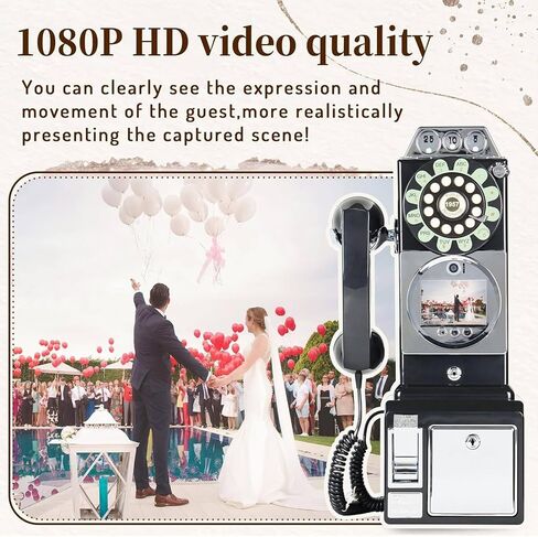 13 million Pixels Video Audio Guest Book,32GB Video Guest Book,Audio Message Book,54 x 27 x 20 cm Telephone,Telephone Set with 3.0 inches Screen,5000mAh Battery,Black in Saudi Arabia