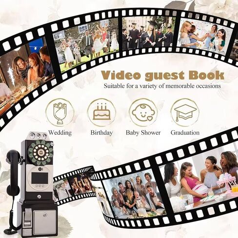 13MP Video & Audio Guest Book with 32GB Storage | 3.0-Inch Screen Telephone Set | 5000mAh Battery | for Weddings & Special Events (54 x 27 x 20 cm),White in Saudi Arabia