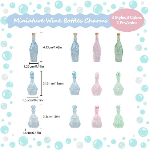 30Pcs 15 Styles Dummy Bottle Transparent Resin Cabochon Mini Bottle Ornaments with Sequins Multicolor Miniature Landscape for DIY Home Garden Birthday Party Favor in Saudi Arabia