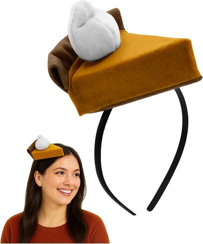 Adult Mini Pumpkin Pie Food Headband Thanksgiving Dessert Hat Costume Accessory in Kuwait