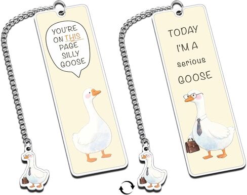 1PCS Funny Silly & Serious Goose Bookmarks Book Marks, Christmas Goose Stuff Reading Accessories for Women-Book Lover Stocking Stuffers for Women, Christmas Gag Gift Bookish Gooose Bookmark 2-Sided in Saudi Arabia