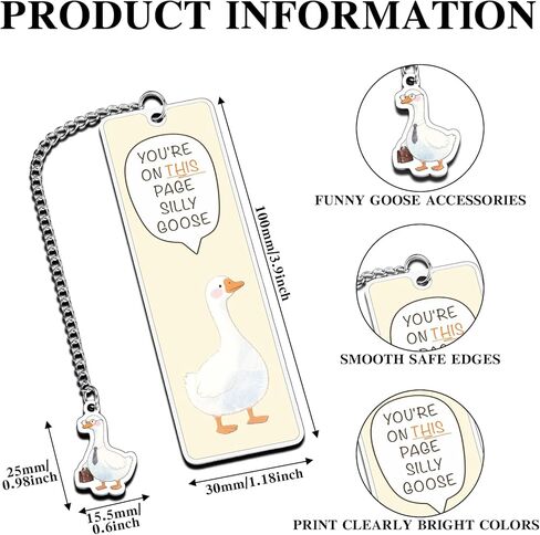 1PCS Funny Silly & Serious Goose Bookmarks Book Marks, Christmas Goose Stuff Reading Accessories for Women-Book Lover Stocking Stuffers for Women, Christmas Gag Gift Bookish Gooose Bookmark 2-Sided in Saudi Arabia