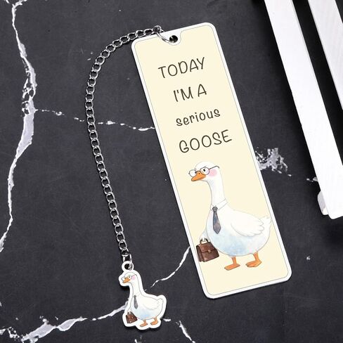 1PCS Funny Silly & Serious Goose Bookmarks Book Marks, Christmas Goose Stuff Reading Accessories for Women-Book Lover Stocking Stuffers for Women, Christmas Gag Gift Bookish Gooose Bookmark 2-Sided in Saudi Arabia