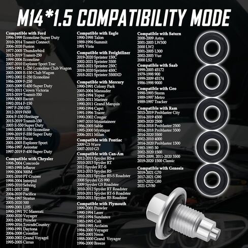 M14x1.5 استبدال سدادة تصريف الزيت المغناطيسي OEM 97329654 مع 5 قطع حشية سدادة تصريف الزيت، سدادات تصريف الزيوت المتينة المتوافقة مع كاواساكي/هوندا/تريومف، مقابس الزيوت العطرية (M14x1.5) in Saudi Arabia